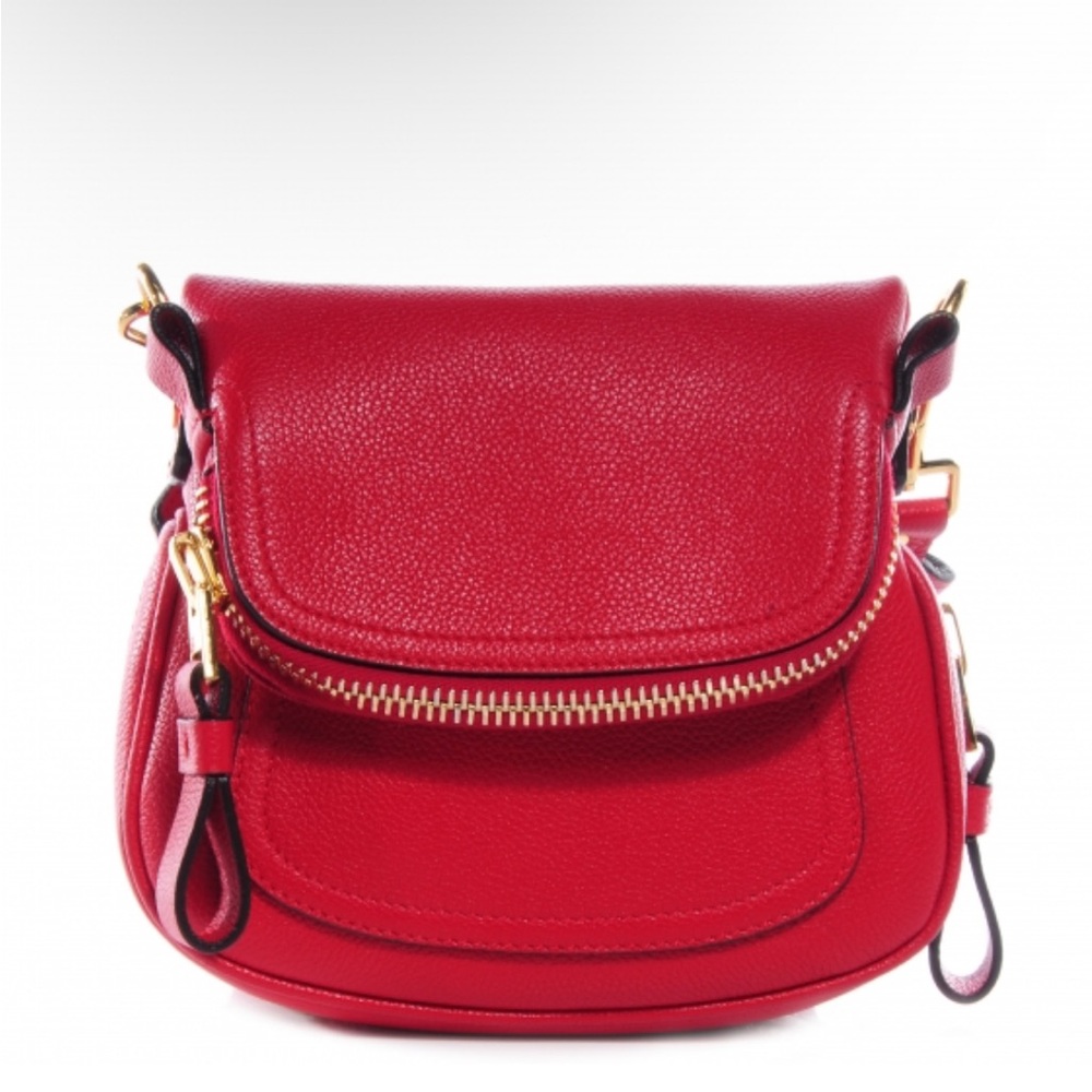 Tom Ford Jennifer Calfskin Crossbody Bag, Flame Red.